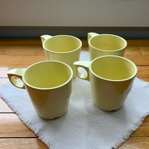 Set of 4 Melamine Vanguard by Maplex Mugs Yellow Vintage Toronto 1979 1981